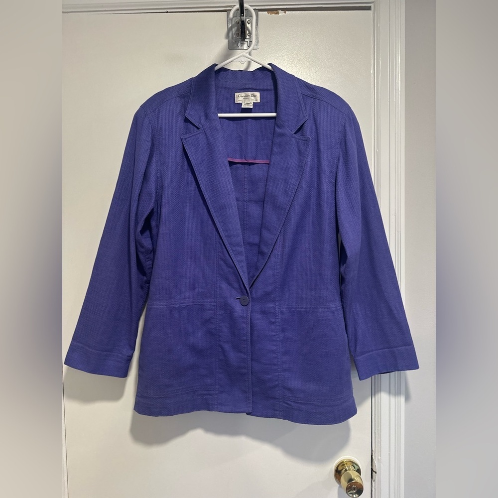 VTG 80s Christian Dior women's Sz:10 purple cotton woven Lightweight blazer
